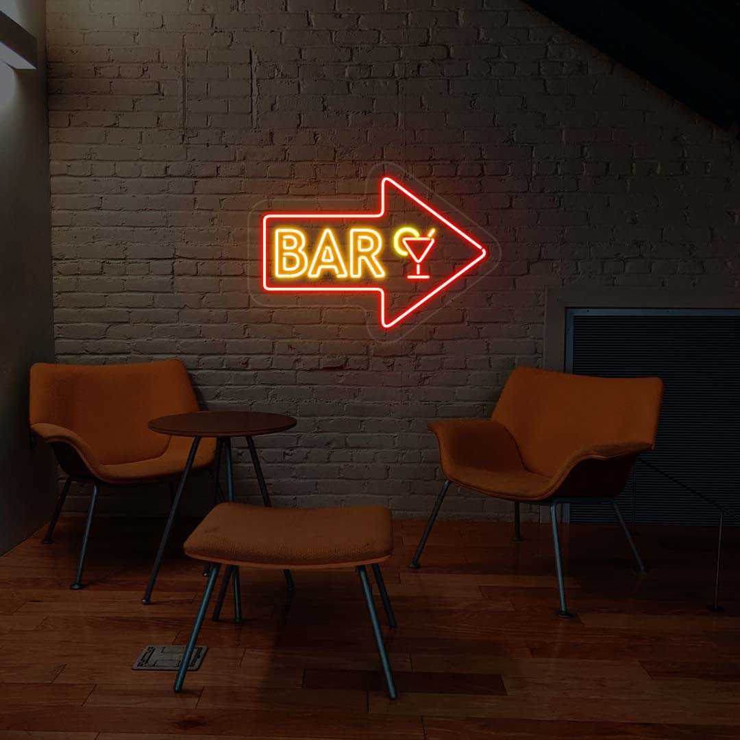 Bar Arrow Neon Sign | Red