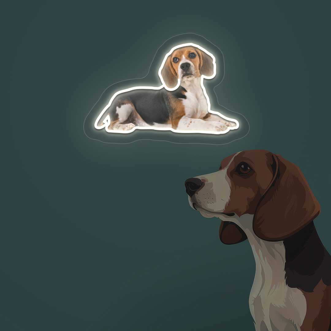 Beagle Neon Artwork | White