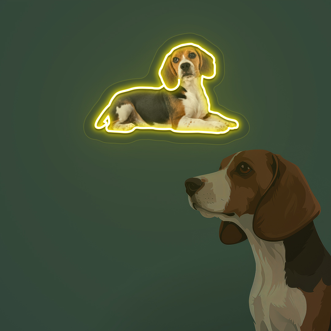 Beagle Neon Artwork | Yellow