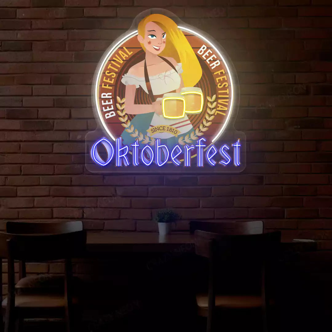 Oktoberfest Beer Festival Neon Sign | Blue