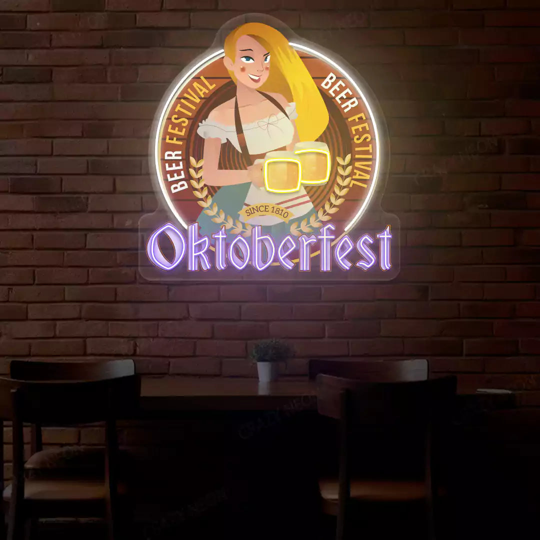 Oktoberfest Beer Festival Neon Sign | Purple