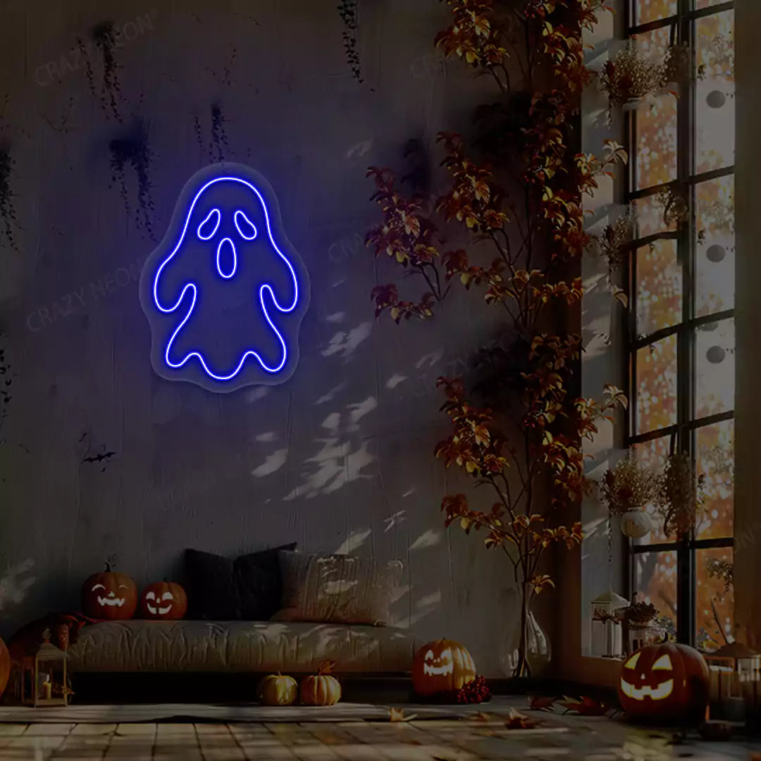 Haunted Ghost Neon Sign | Blue