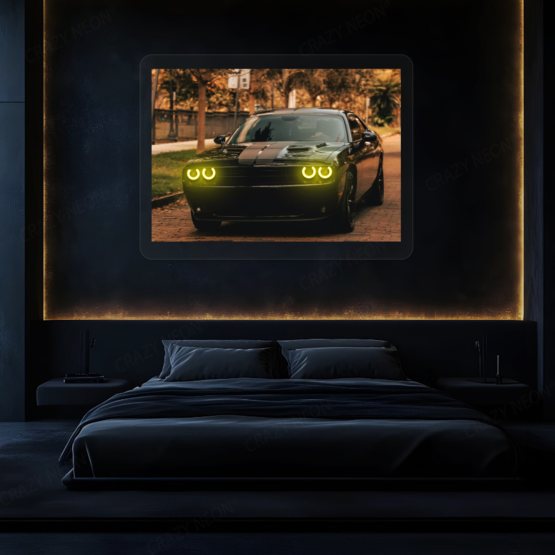 Challenger Halo Coupe Neon Artwork | Yellow
