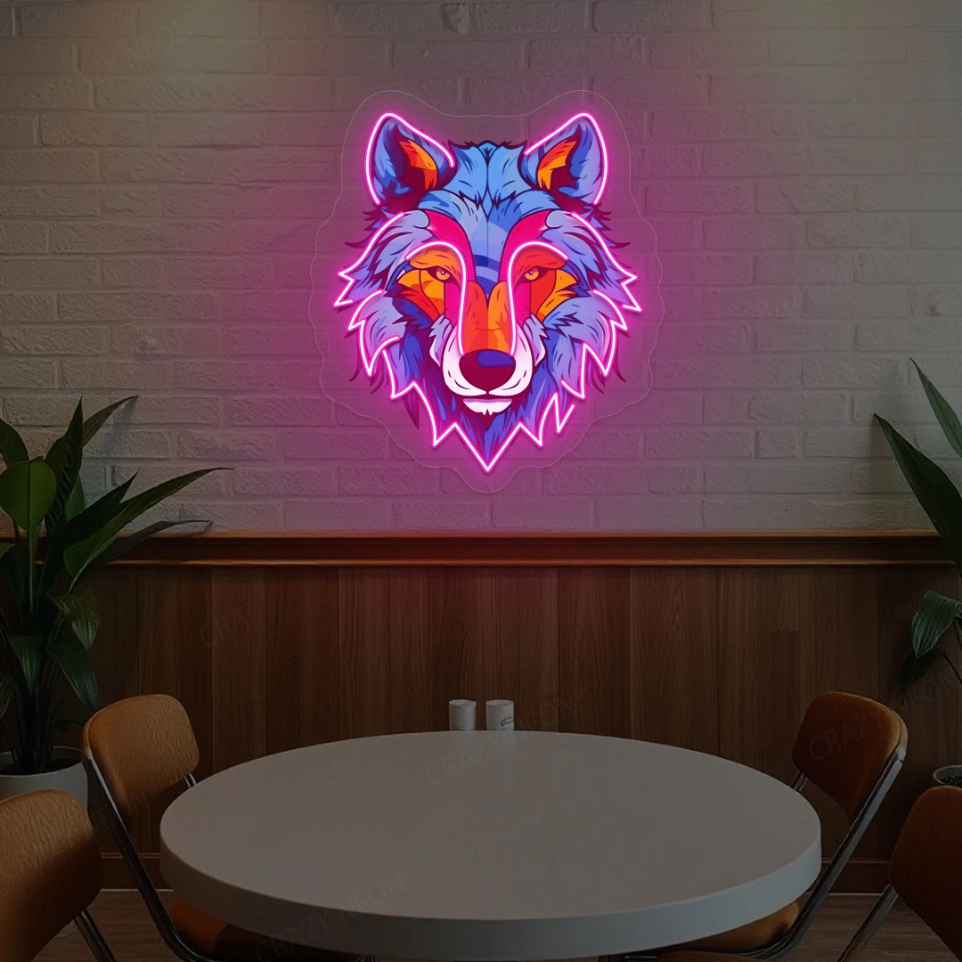 wolf head Artwork Neon Sign | pink