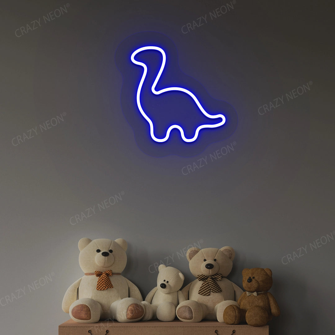 Cute Dinosaur Neon Sign | Blue