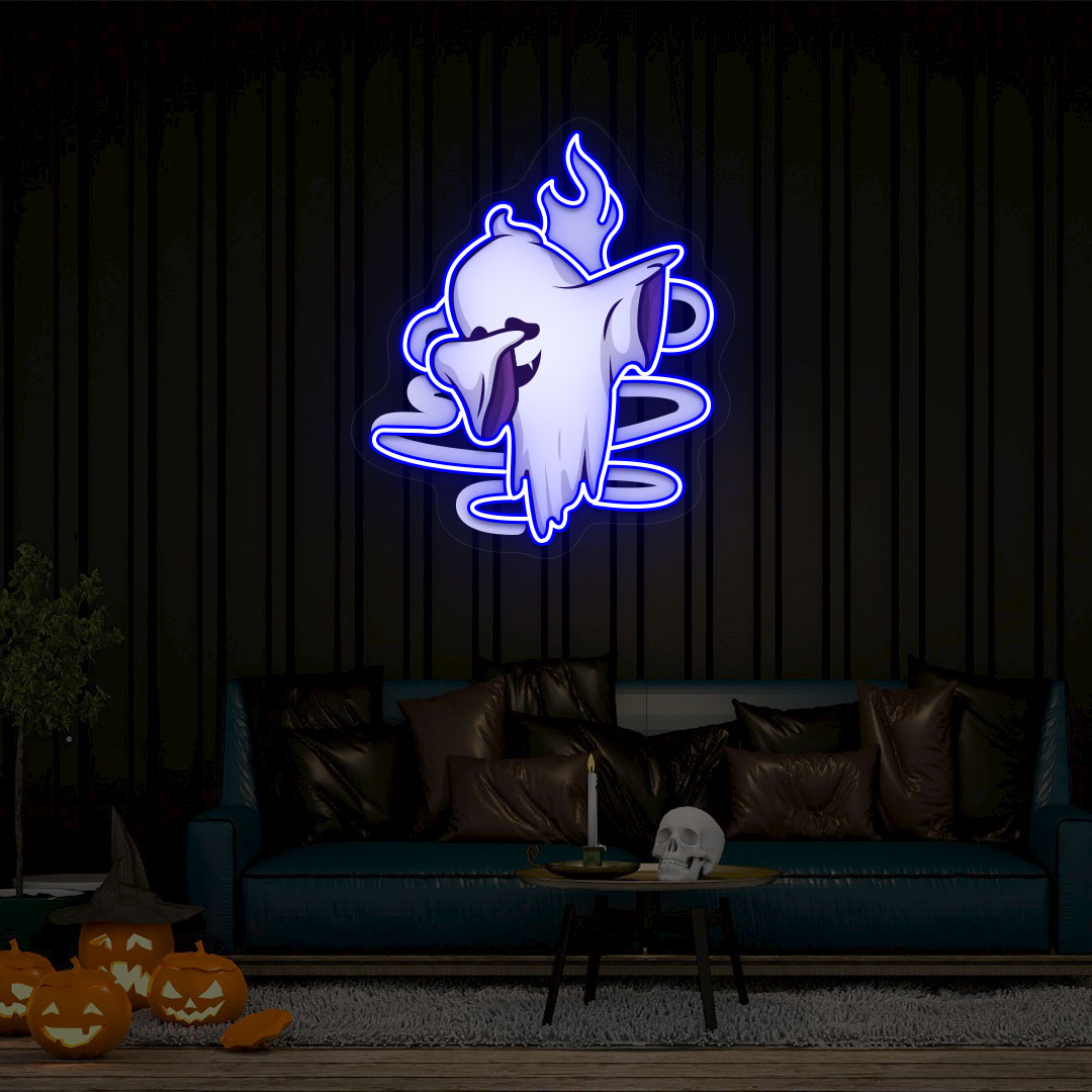 Stylish Ghoul Dab Neon Artwork | Blue