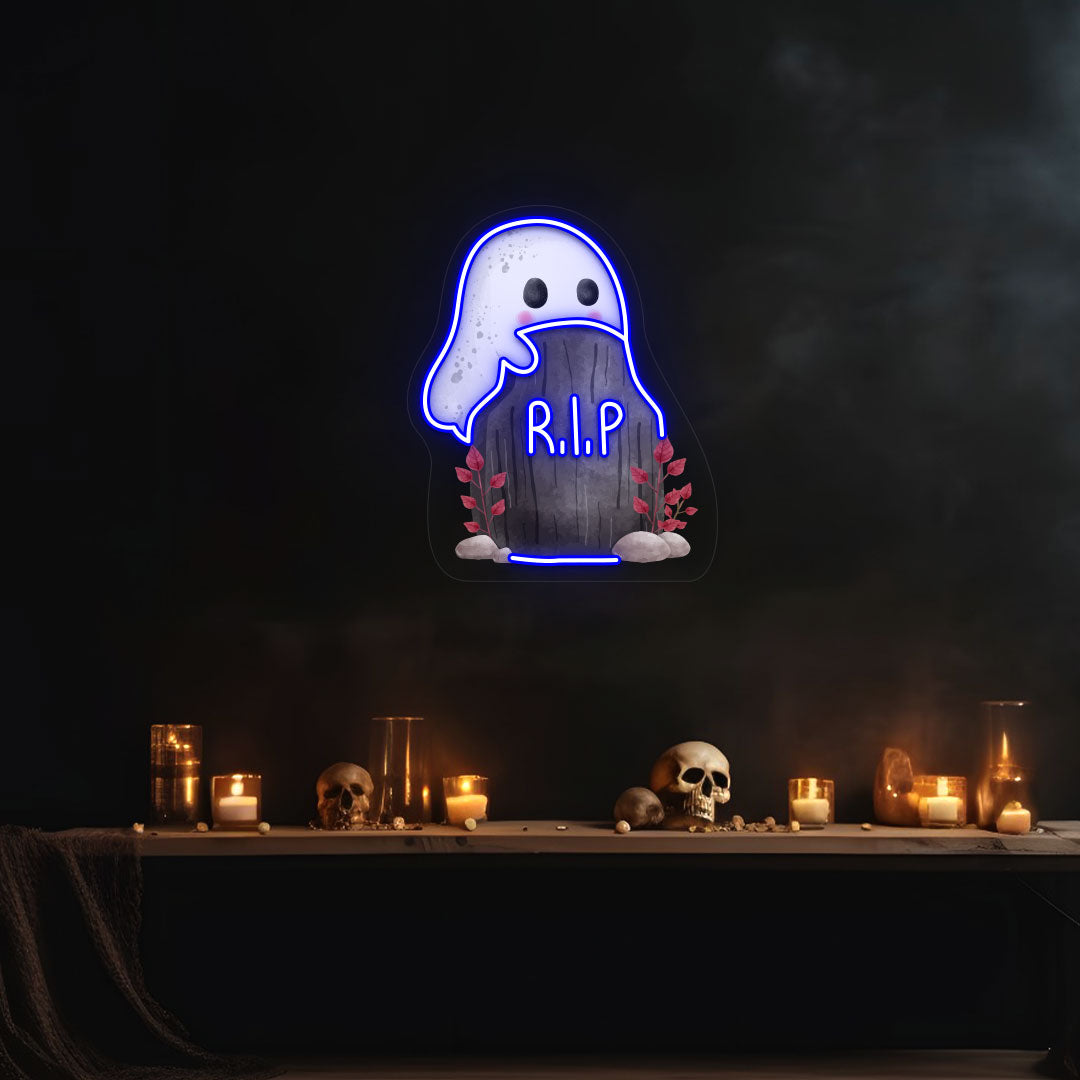Ghoul On Tombstone UV Print Neon Sign | CNUS019480