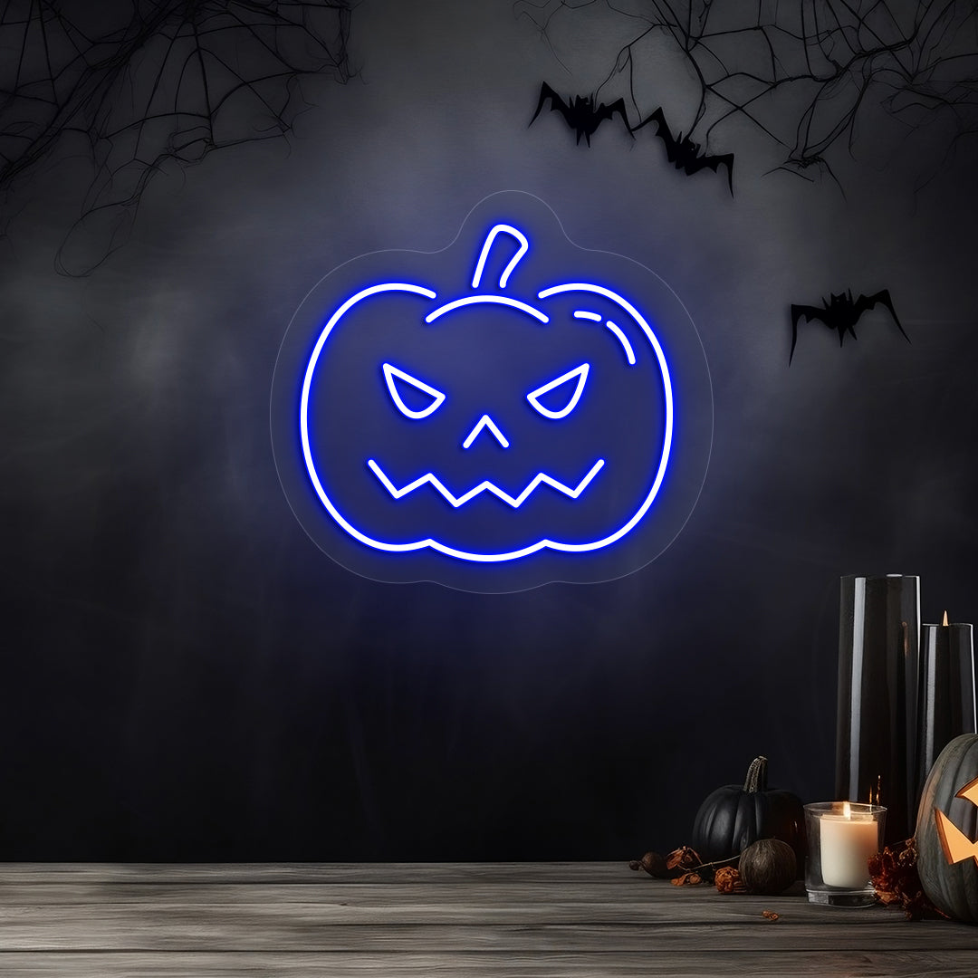 Pumpkin Neon Sign | Blue