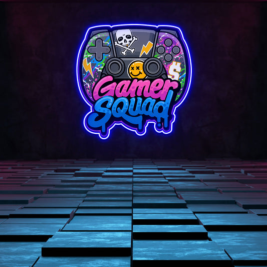 Gamer Squad UV Print Neon Sign