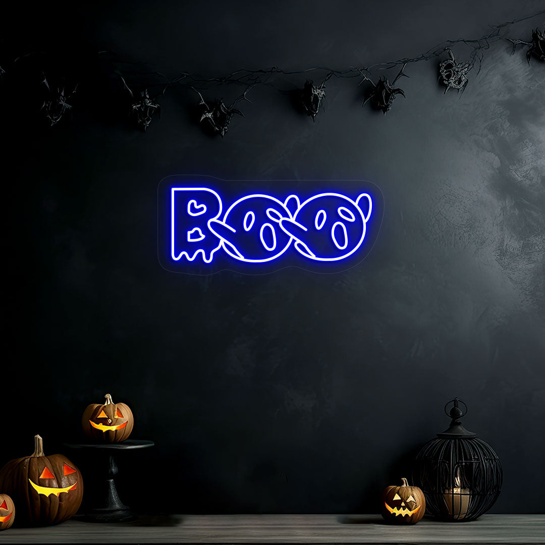 Boo With Ghouls Neon Sign | Blue