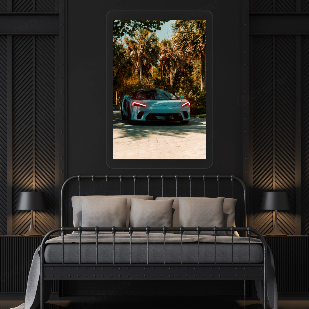 Mc Gt Blue Supercar Neon Artwork | Red