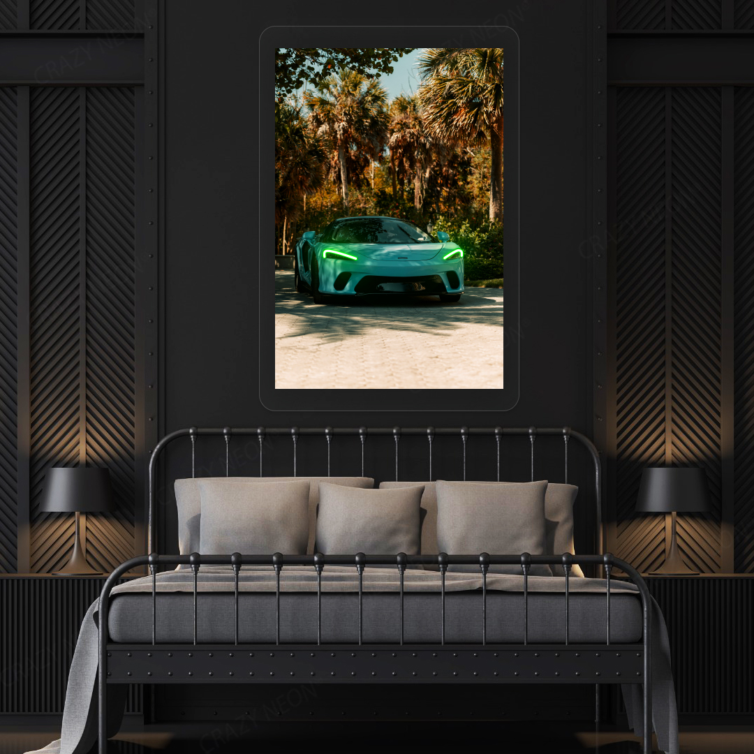 Mc Gt Blue Supercar Neon Artwork | Green