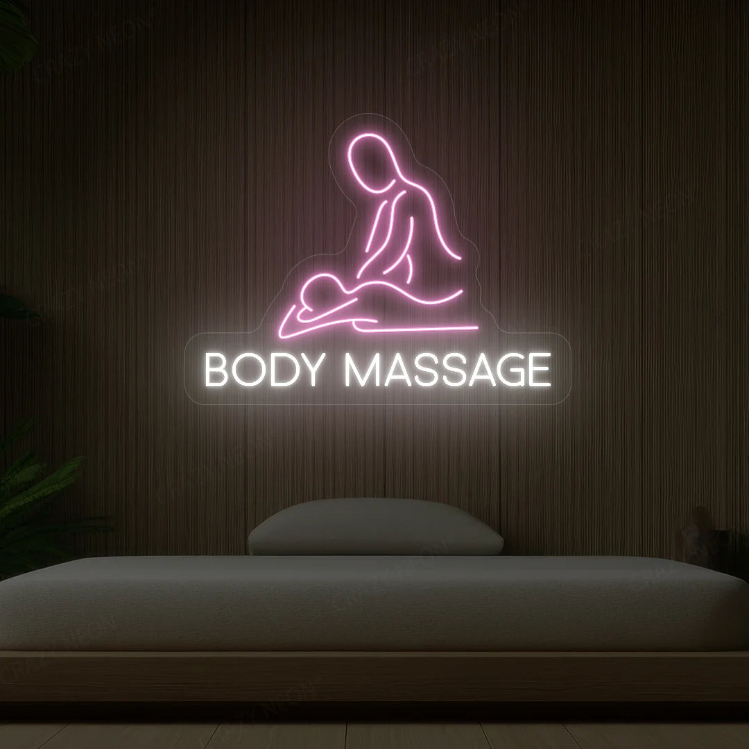 Body Massage Neon Sign | White