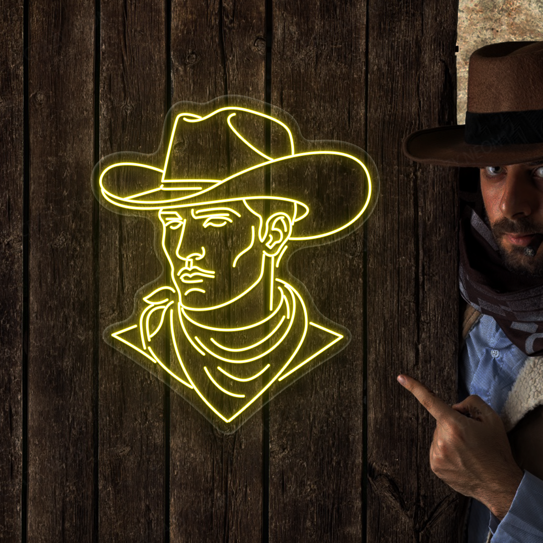 Hat Brim Cowboy Neon Sign | Orange