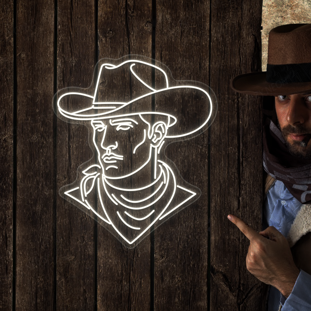 Hat Brim Cowboy Neon Sign | Warmwhite