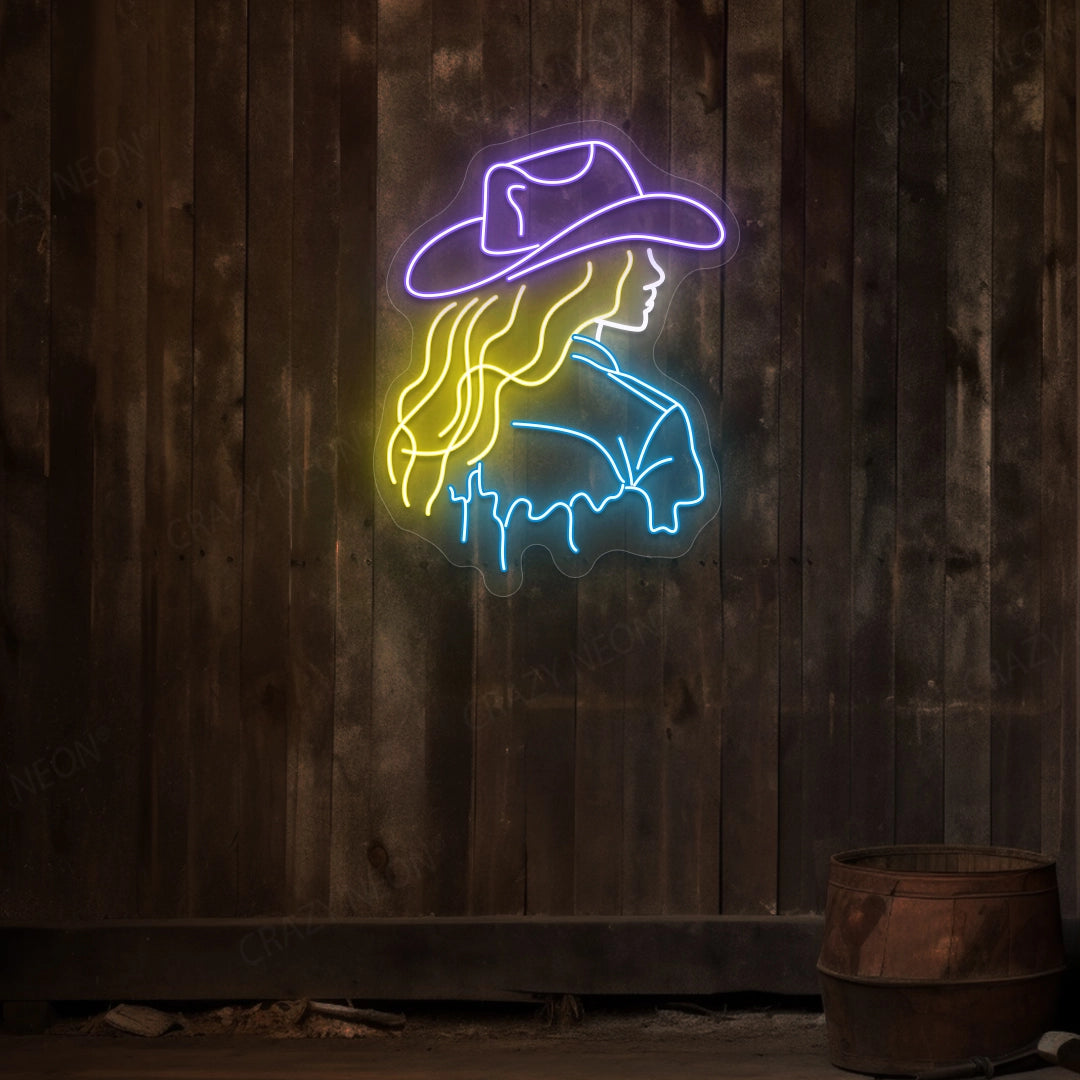 Hat Brim Cowboy Neon Sign | Purple