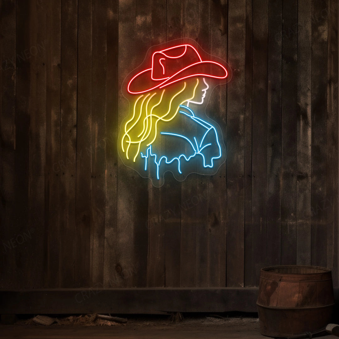 Hat Brim Cowboy Neon Sign | Red