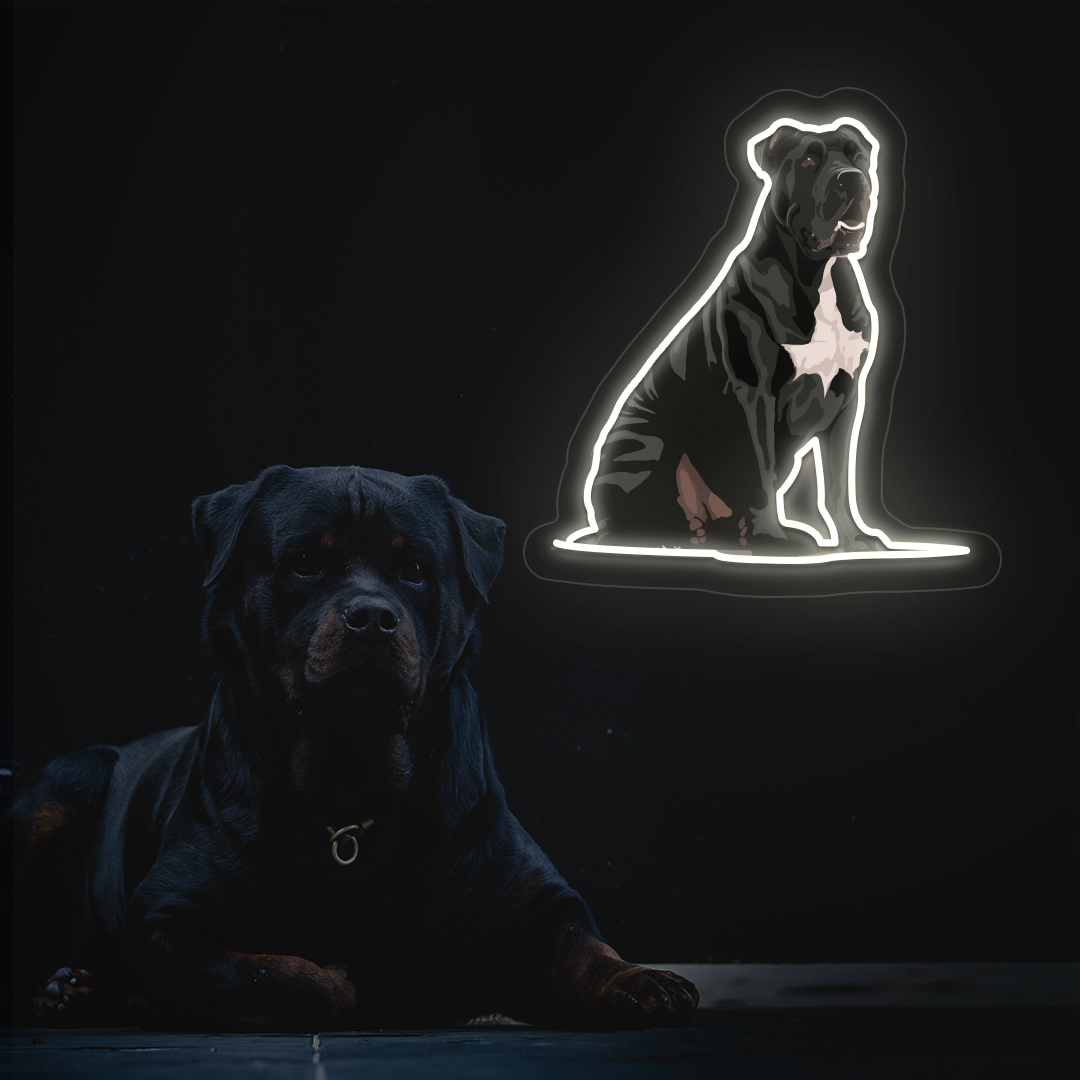 Cane Corso Neon Artwork | White