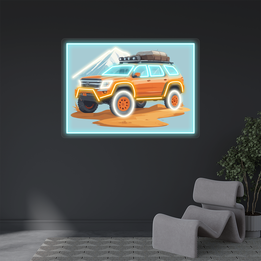 Mountain Car Neon Artwork