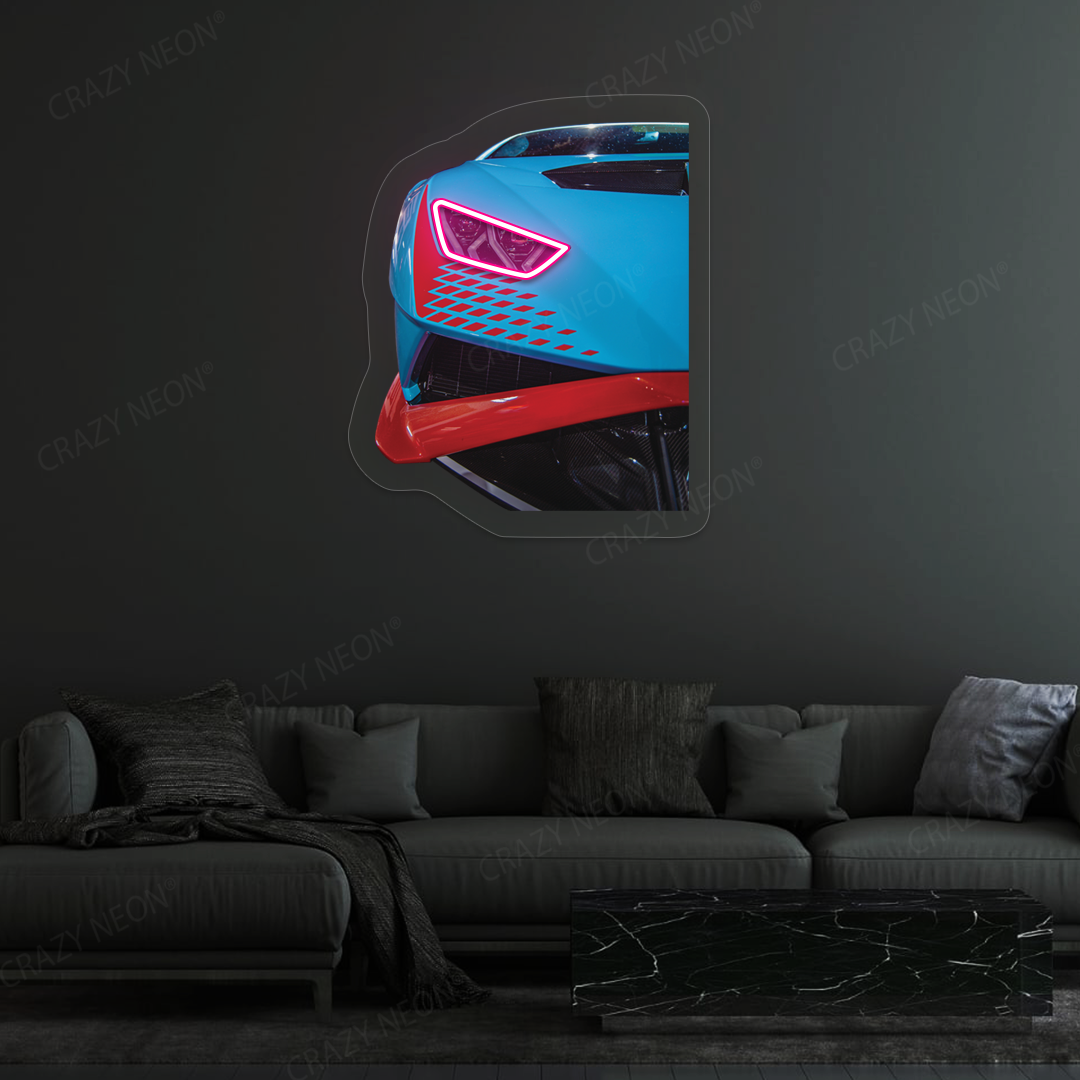 Lambo HuracƔn STO Headlight Neon Artwork | Pink