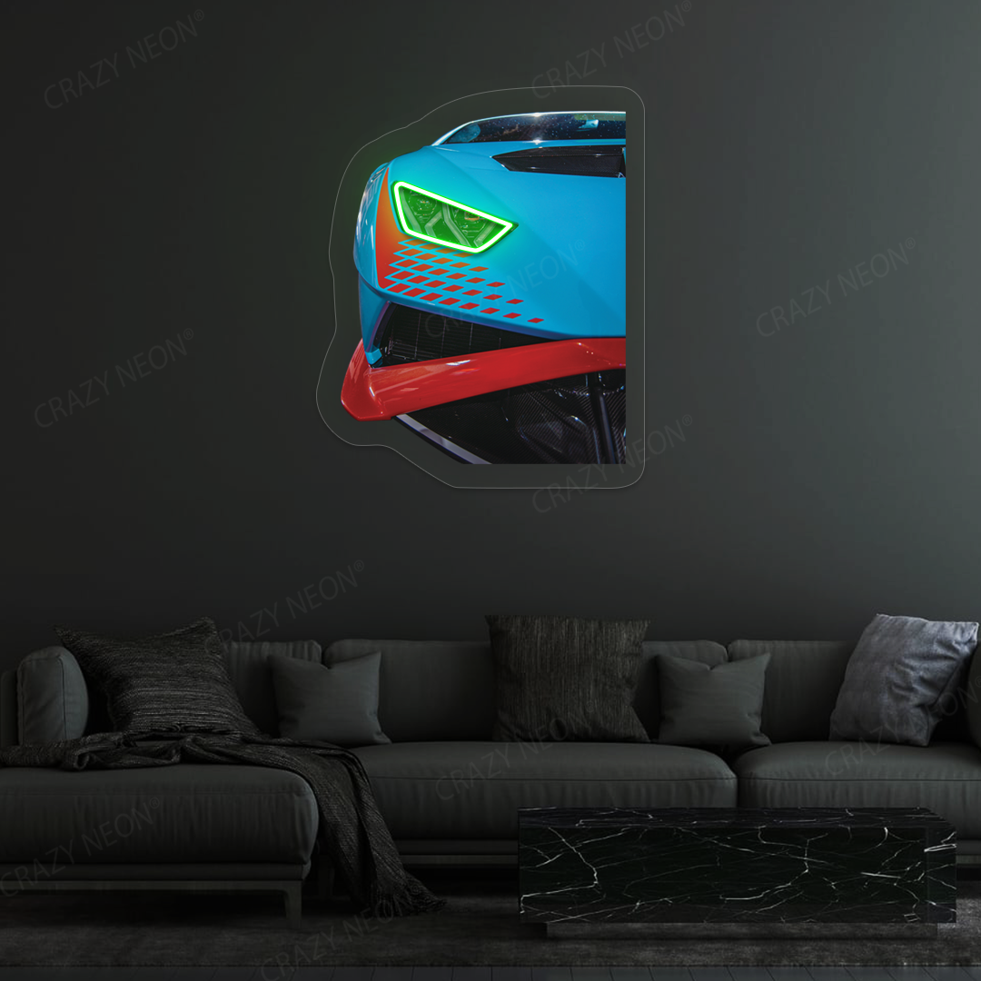 Lambo HuracƔn STO Headlight Neon Artwork | Green