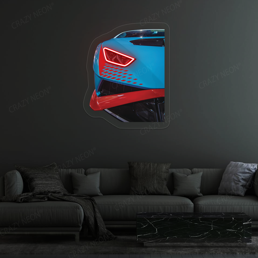 Lambo Huracán STO Headlight Neon Artwork | Red