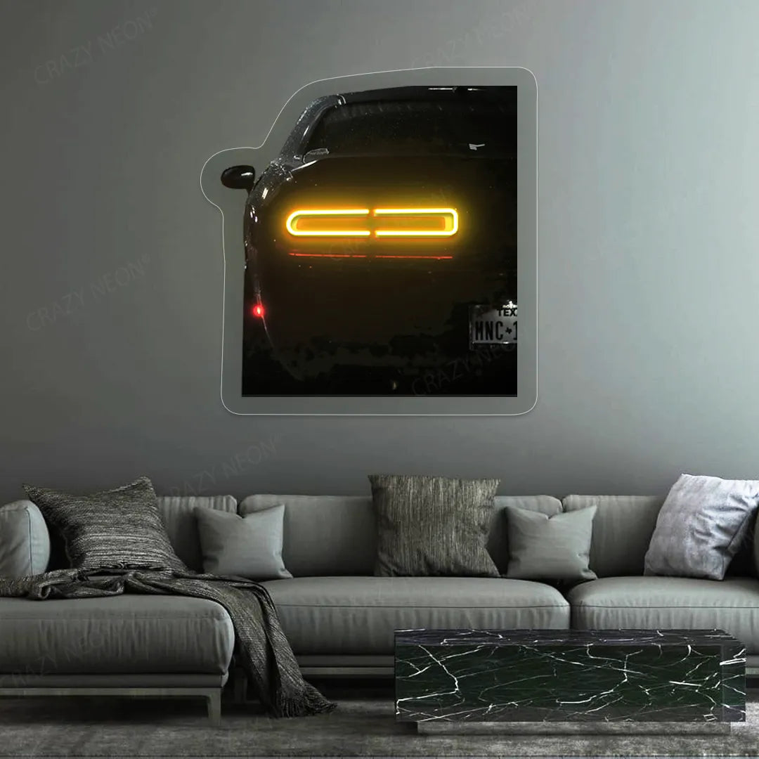 Challenger Hellcat Backlight Neon Artwork | Yellow
