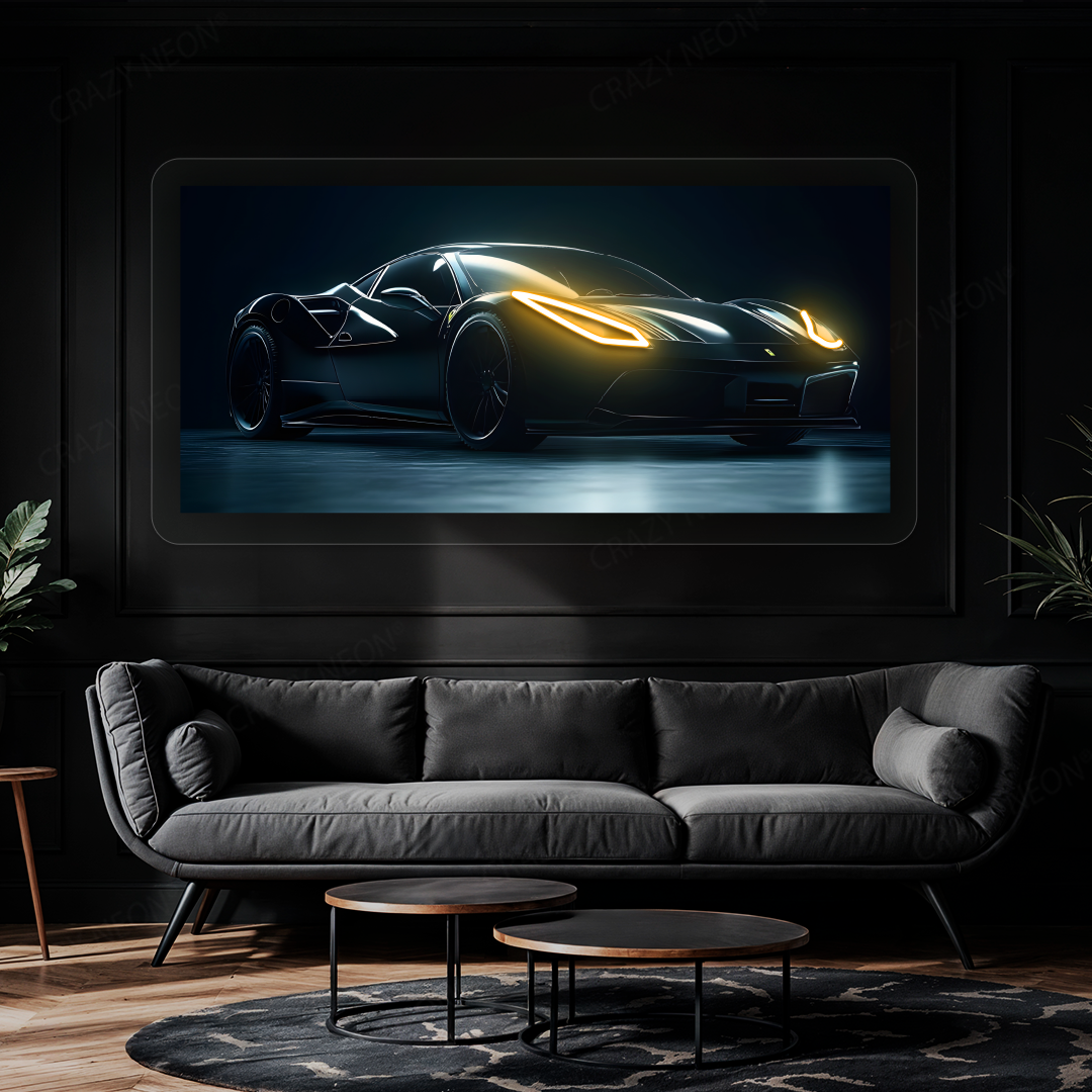 F8 Tributo Supercar Neon Artwork | Orange