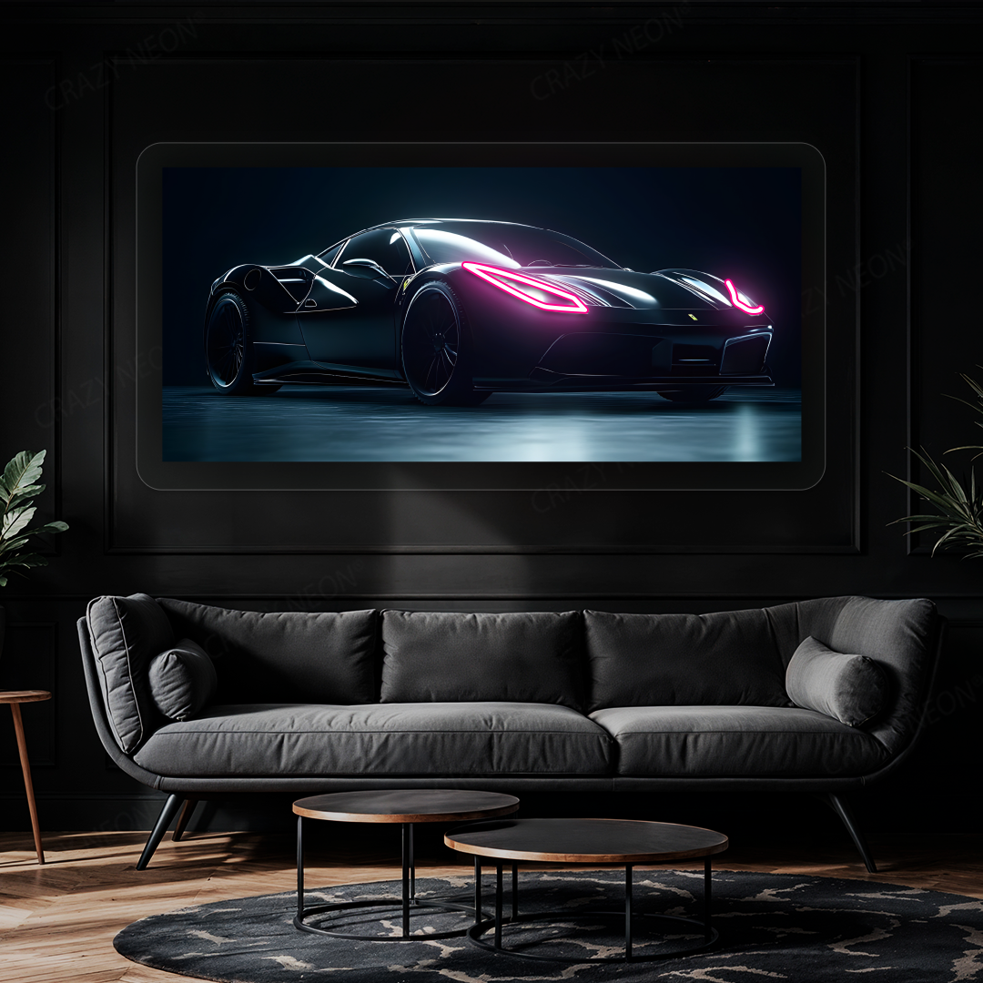 F8 Tributo Supercar Neon Artwork | Pink