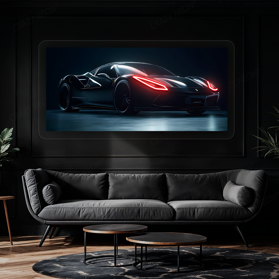 F8 Tributo Supercar Neon Artwork | Red