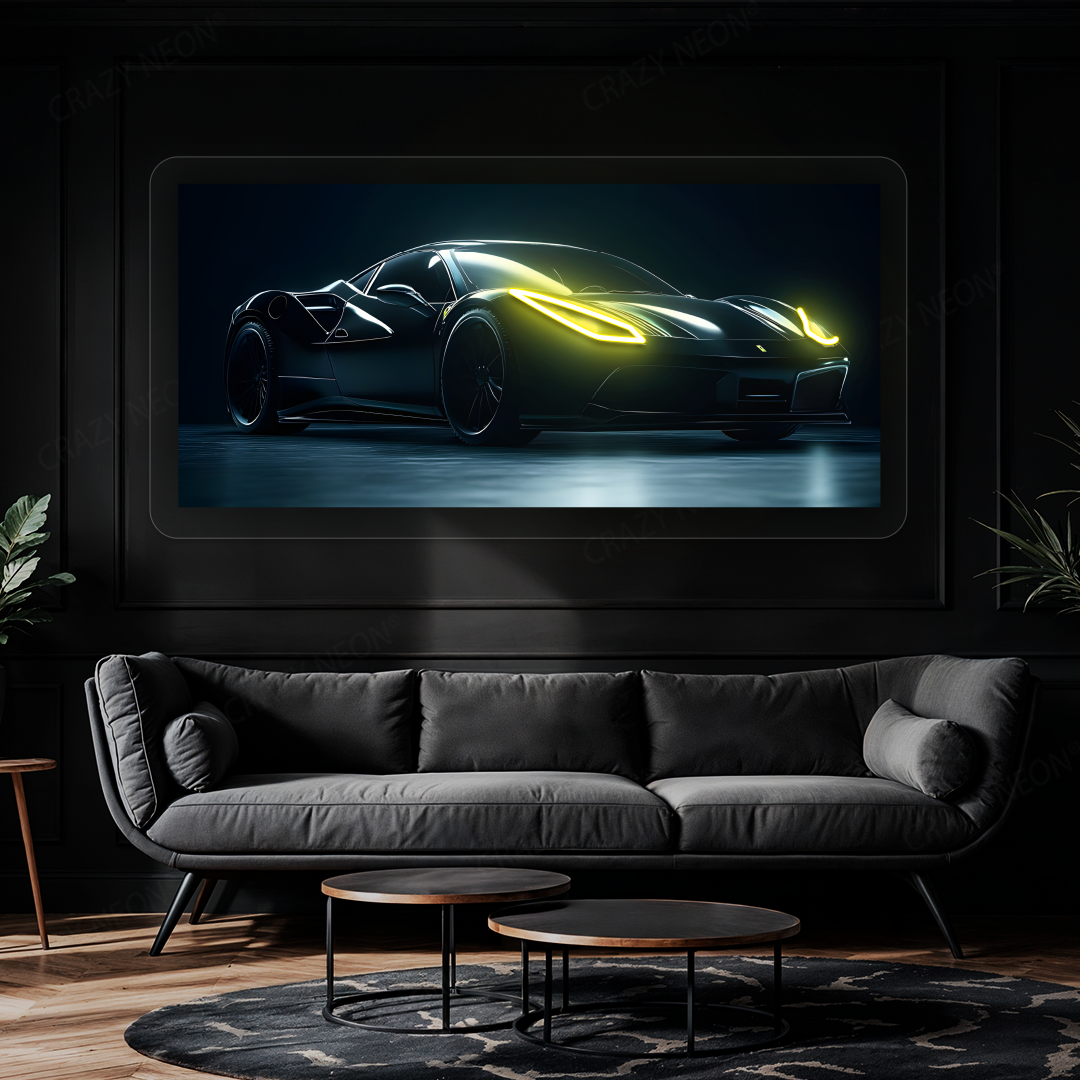 F8 Tributo Supercar Neon Artwork | Yellow