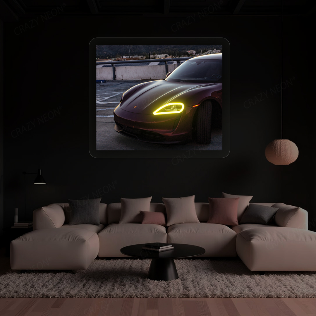Taycan Headlight Neon Artwork | Yellow