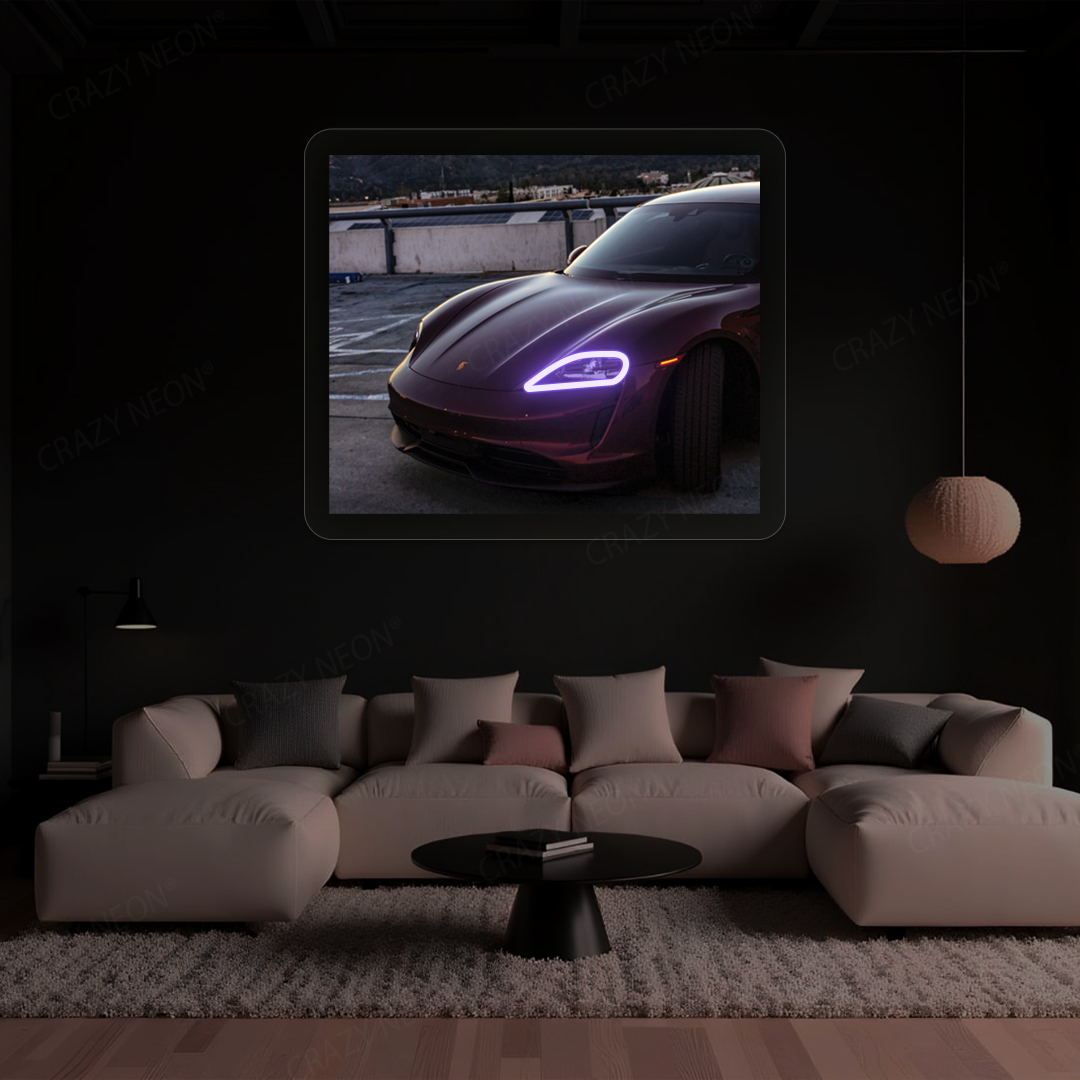 Taycan Headlight Neon Artwork | Purple