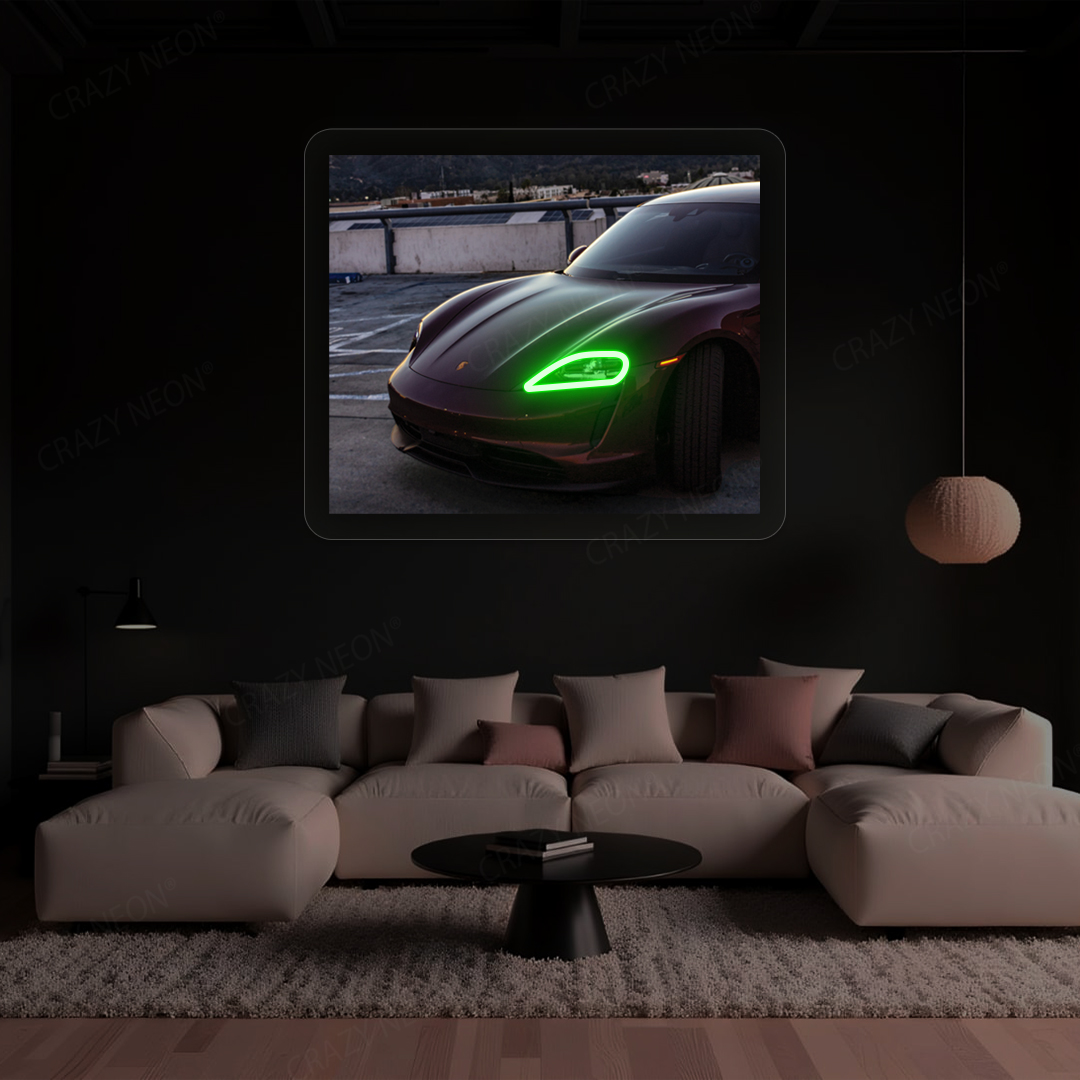 Taycan Headlight Neon Artwork | Green