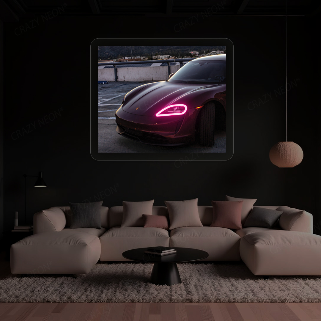 Taycan Headlight Neon Artwork | Pink