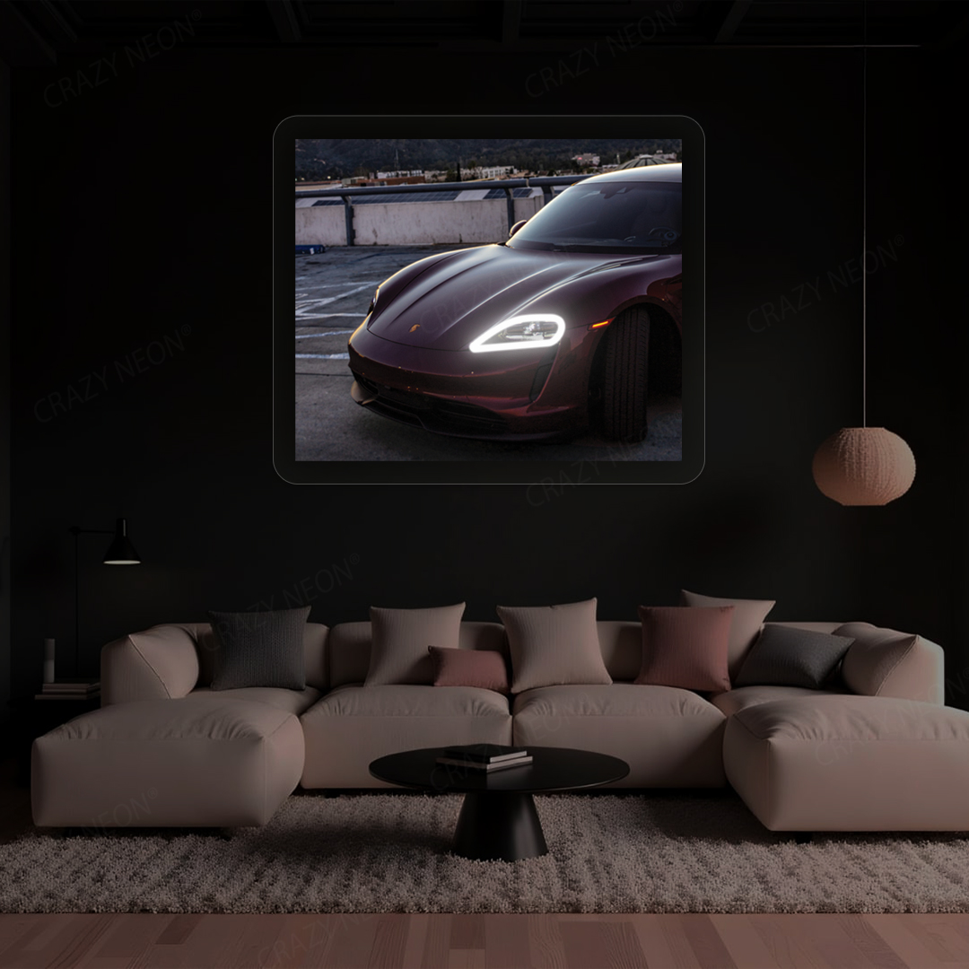 Taycan Headlight Neon Artwork | White