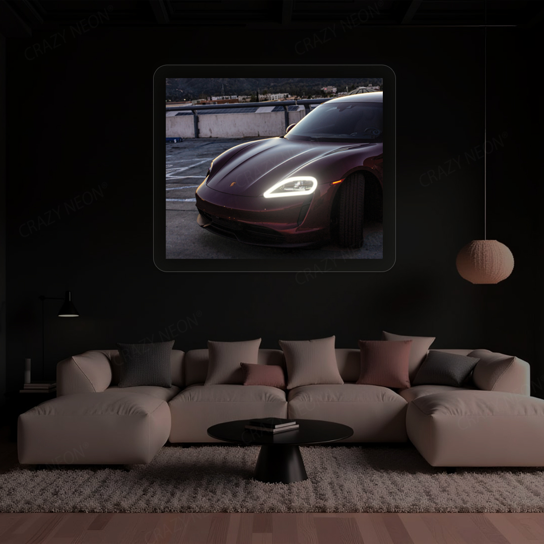 Taycan Headlight Neon Artwork | Warmwhite