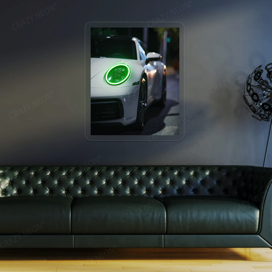 911 Supercar Headlight Neon Artwork | Green