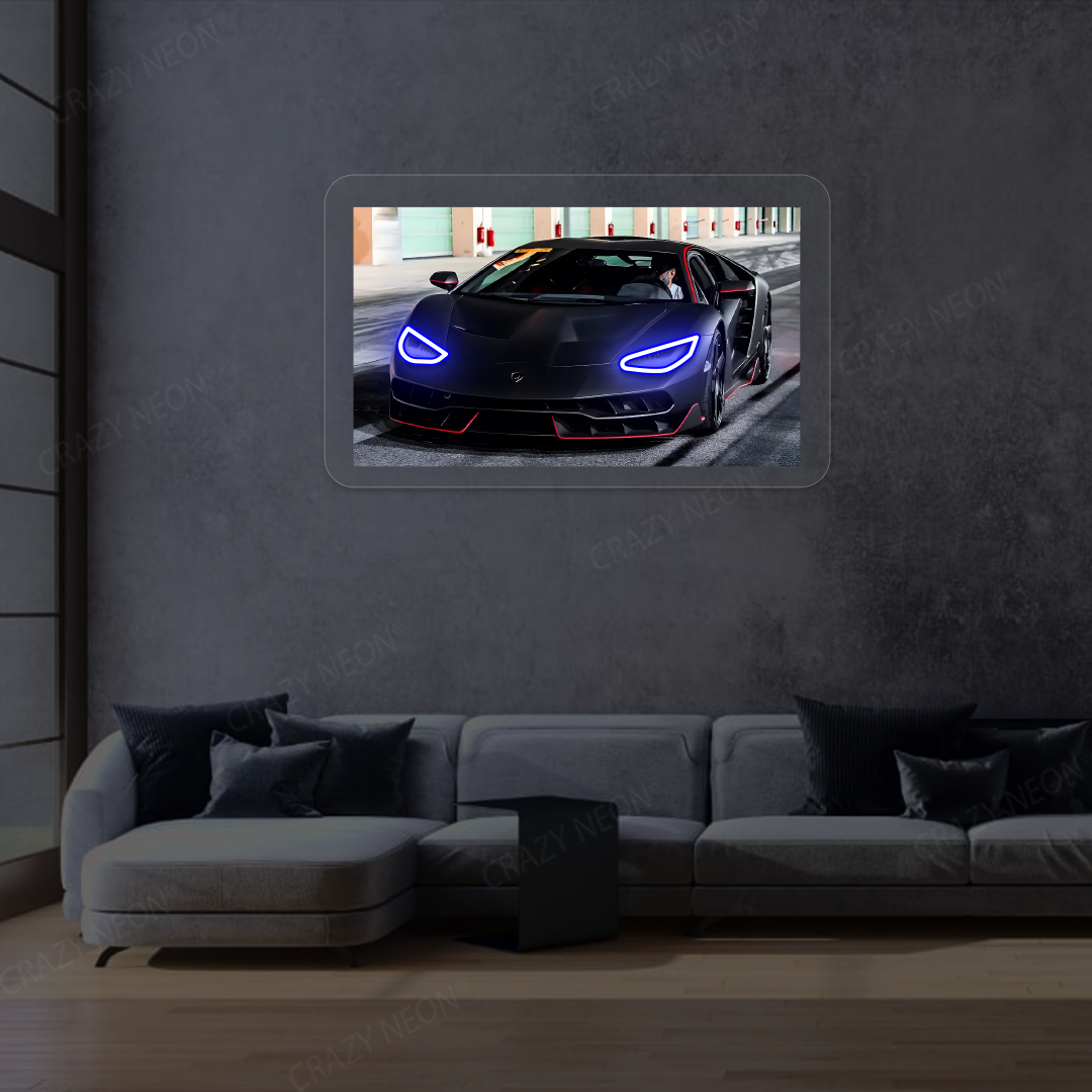 Lambo Centenario Headlight Neon Artwork | Blue