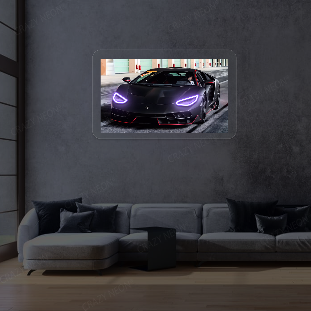 Lambo Centenario Headlight Neon Artwork | Purple
