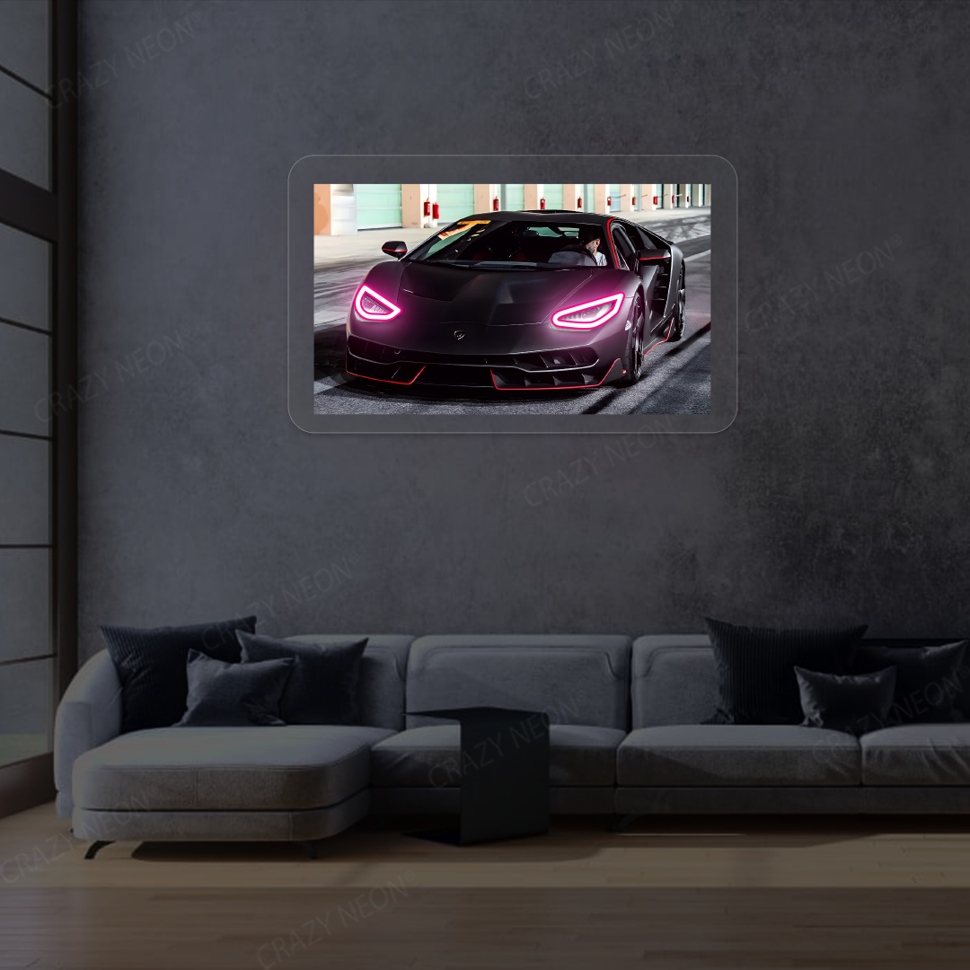 Lambo Centenario Headlight Neon Artwork | Pink