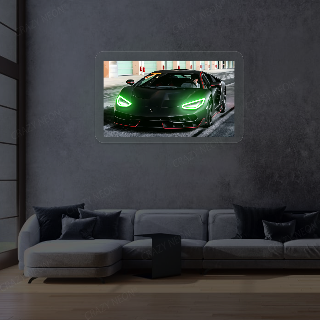 Lambo Centenario Headlight Neon Artwork | Green