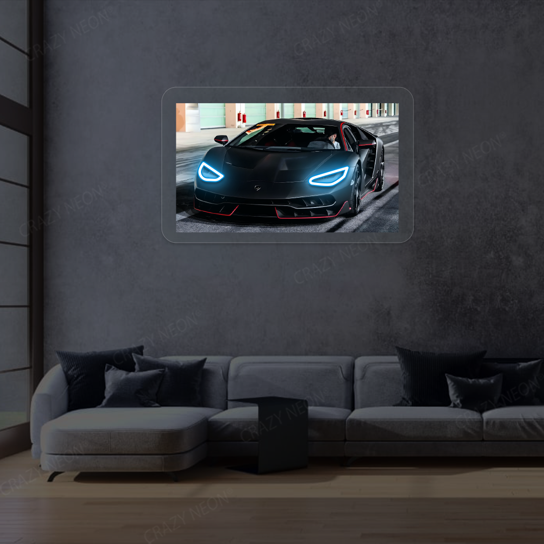 Lambo Centenario Headlight Neon Artwork | Iceblue
