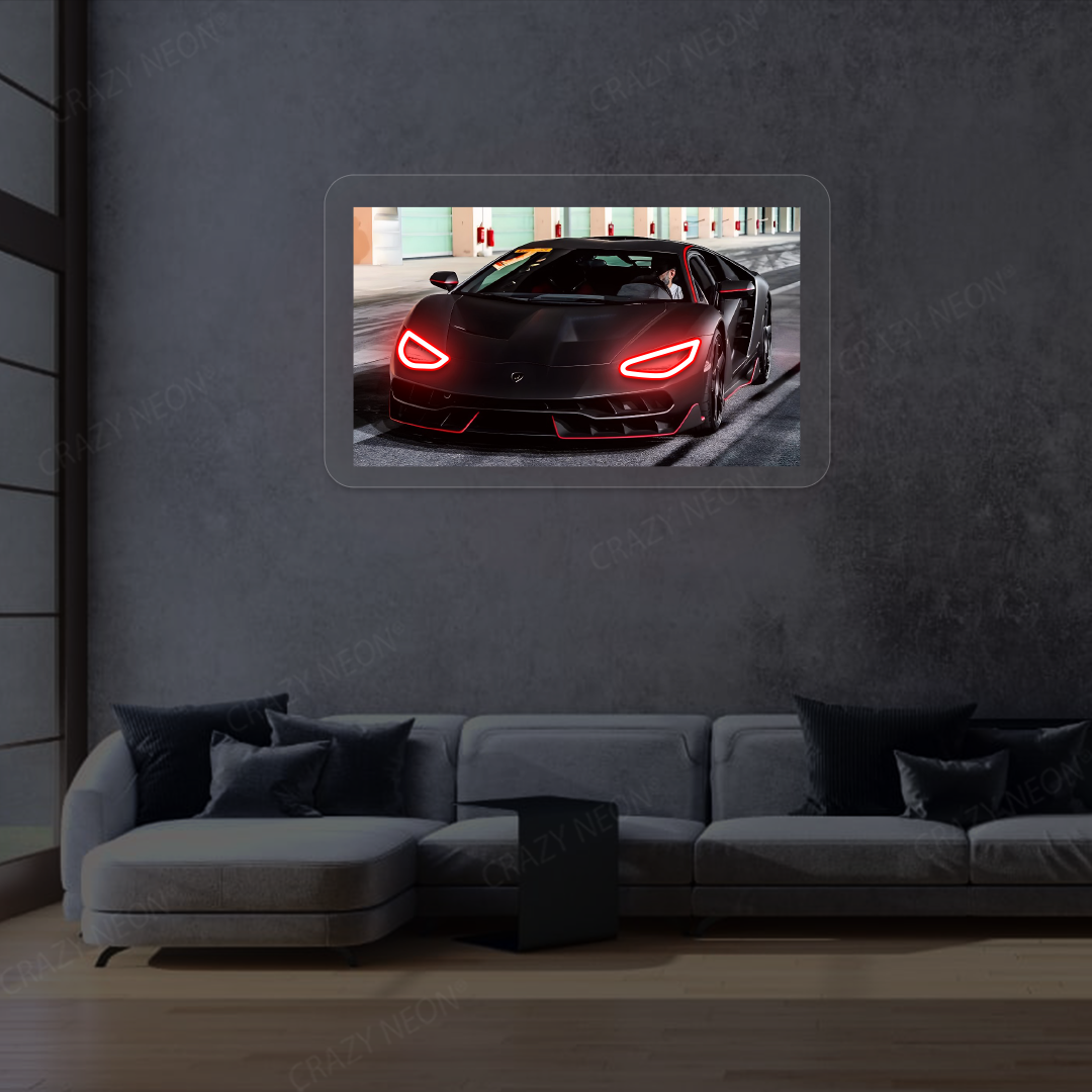 Lambo Centenario Headlight Neon Artwork | Red