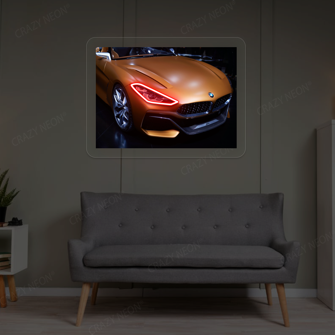 BMW Z4 Headlight Neon Artwork | Red