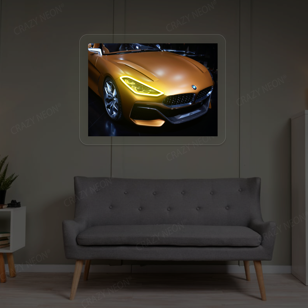 BMW Z4 Headlight Neon Artwork | Yellow
