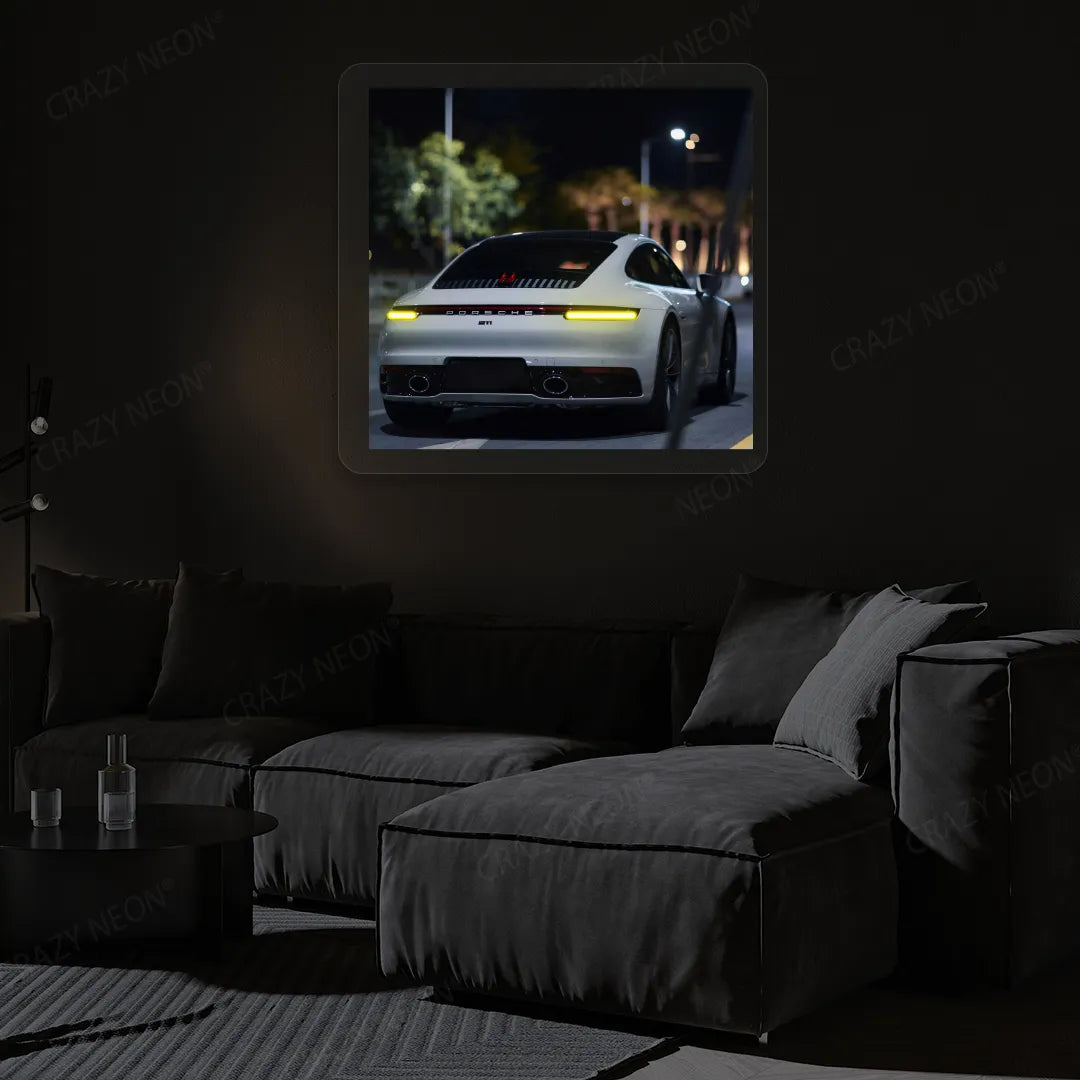 911 Carrera Backlight Neon Artwork | Yellow