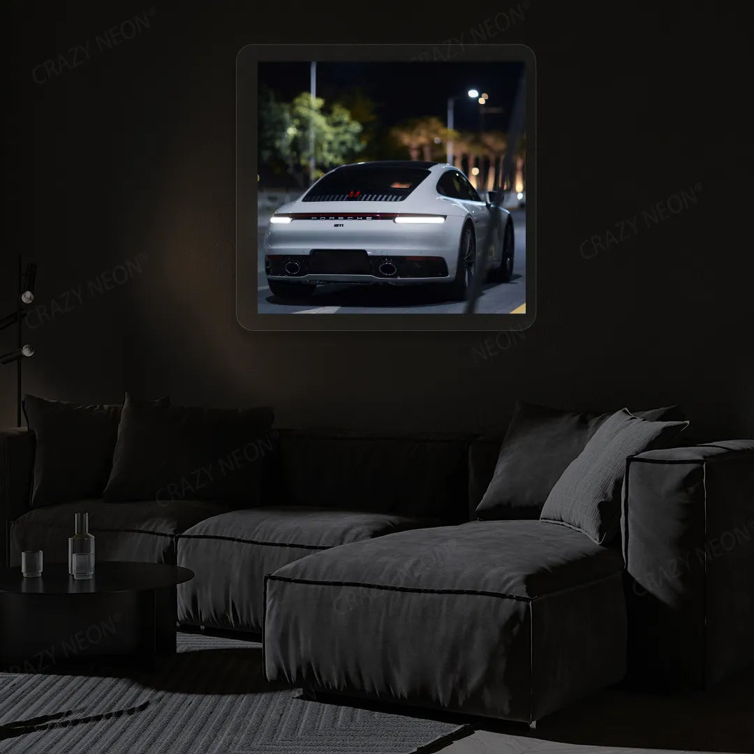911 Carrera Backlight Neon Artwork | Warmwhite