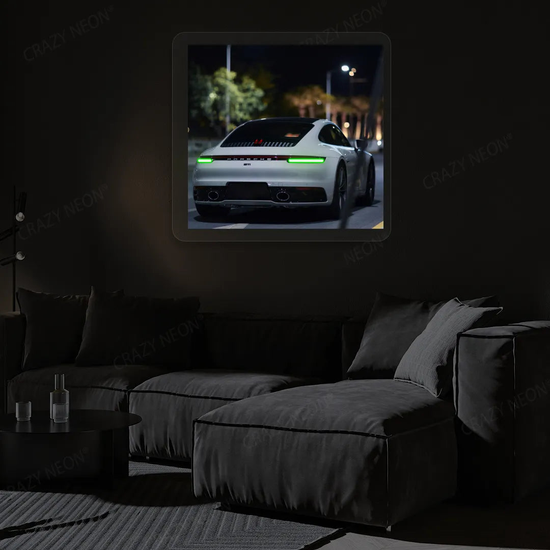 911 Carrera Backlight Neon Artwork | Green
