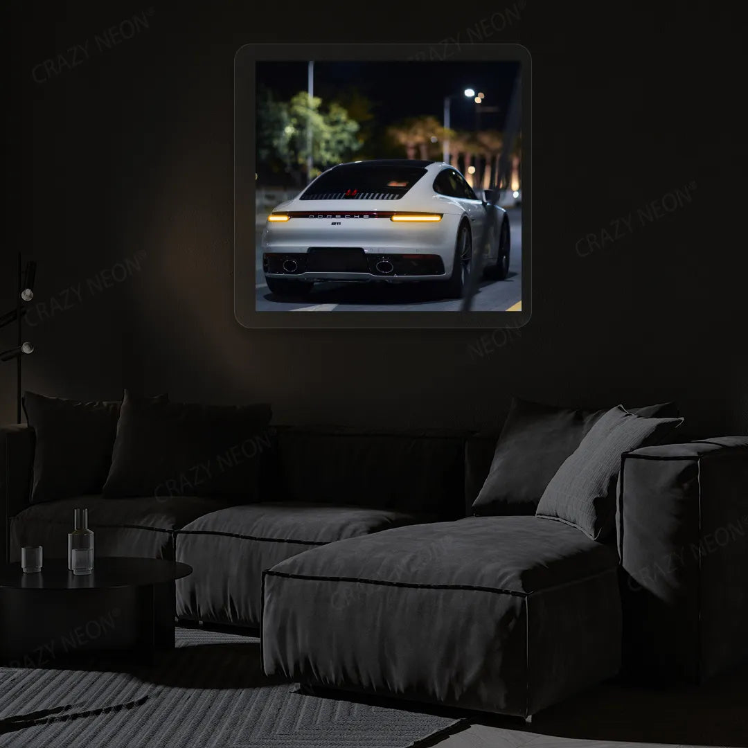 911 Carrera Backlight Neon Artwork | Orange